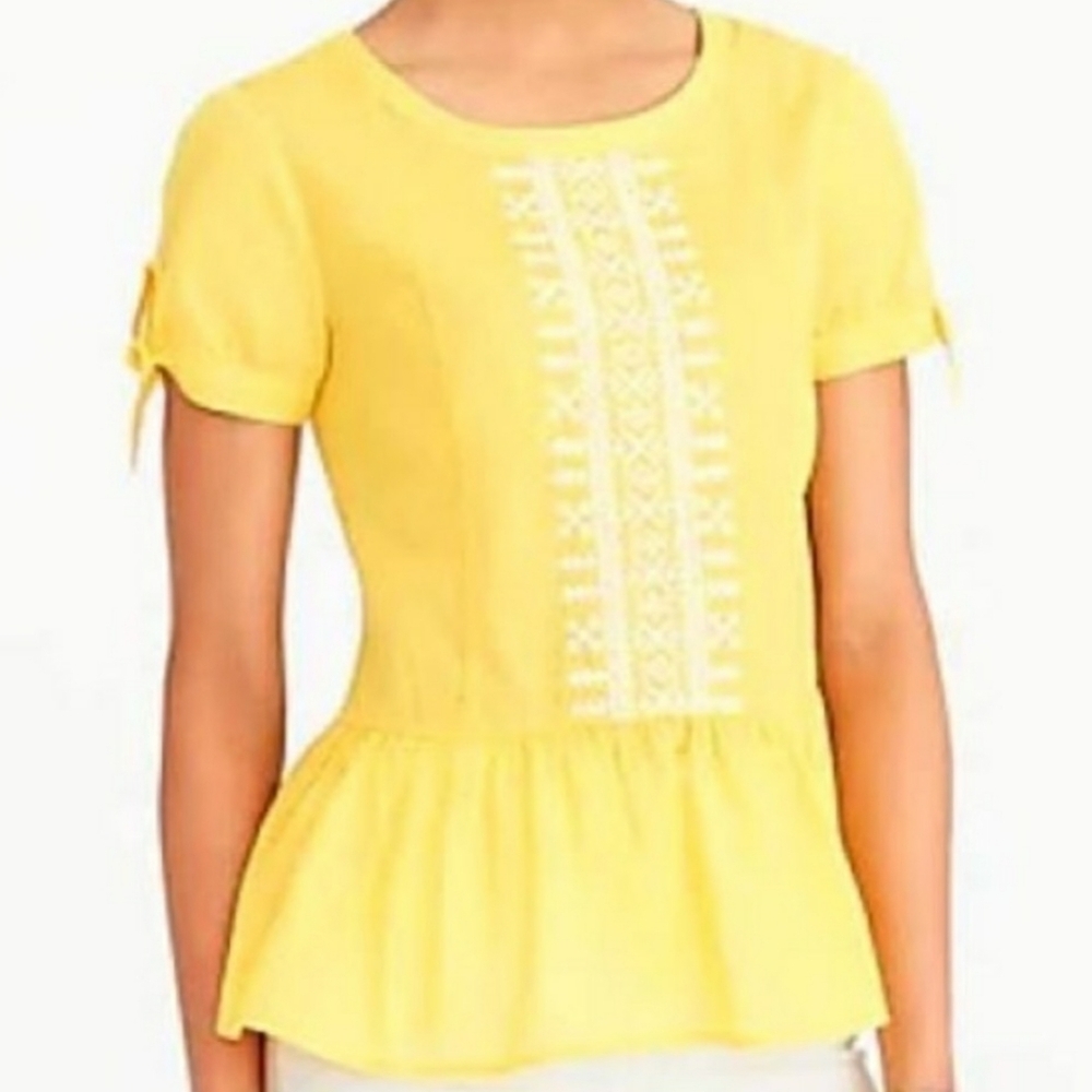 J.Crew Yellow Embroidered Blouse